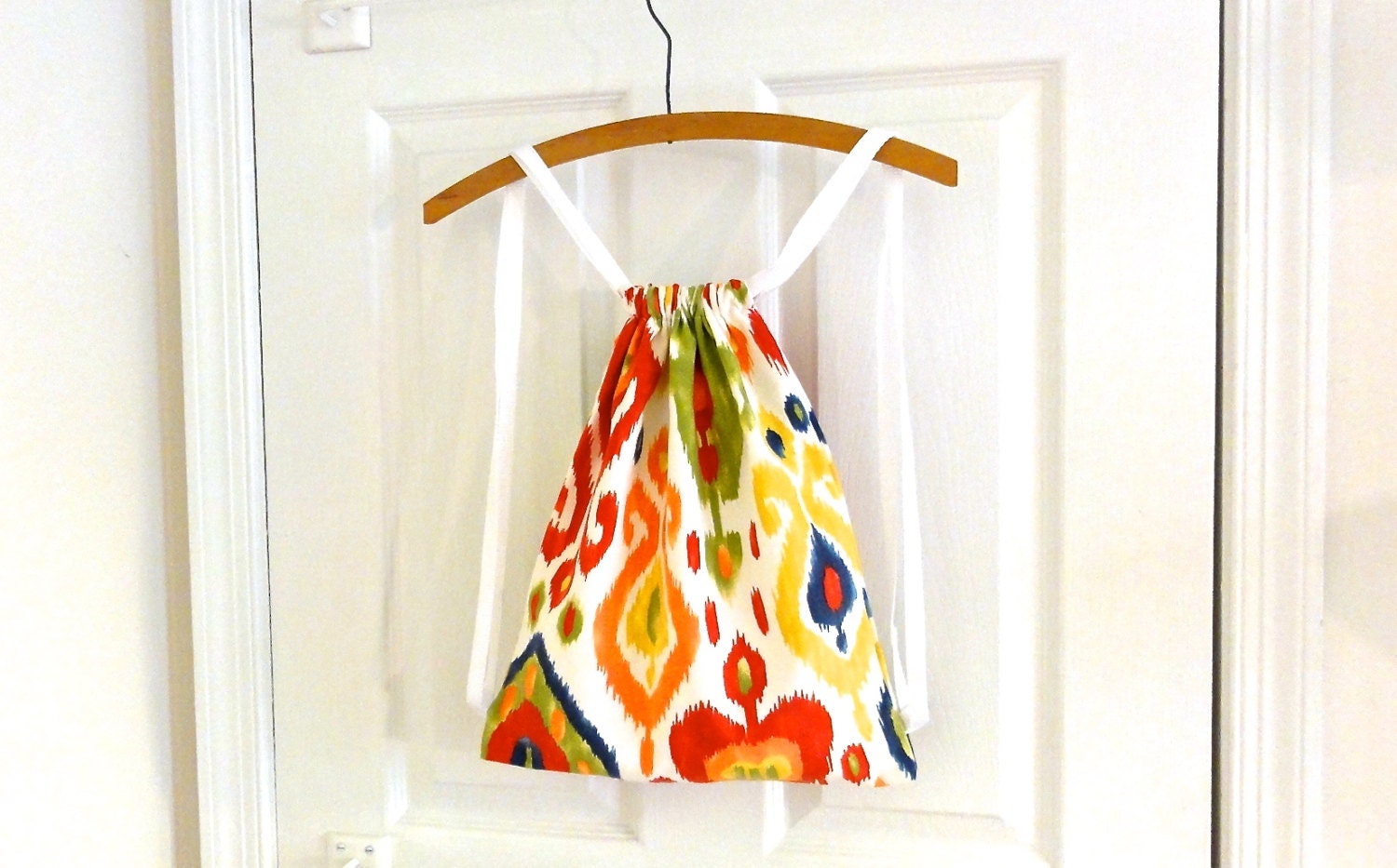 Drawstring Backpack / summer bag / beach bag / ikat