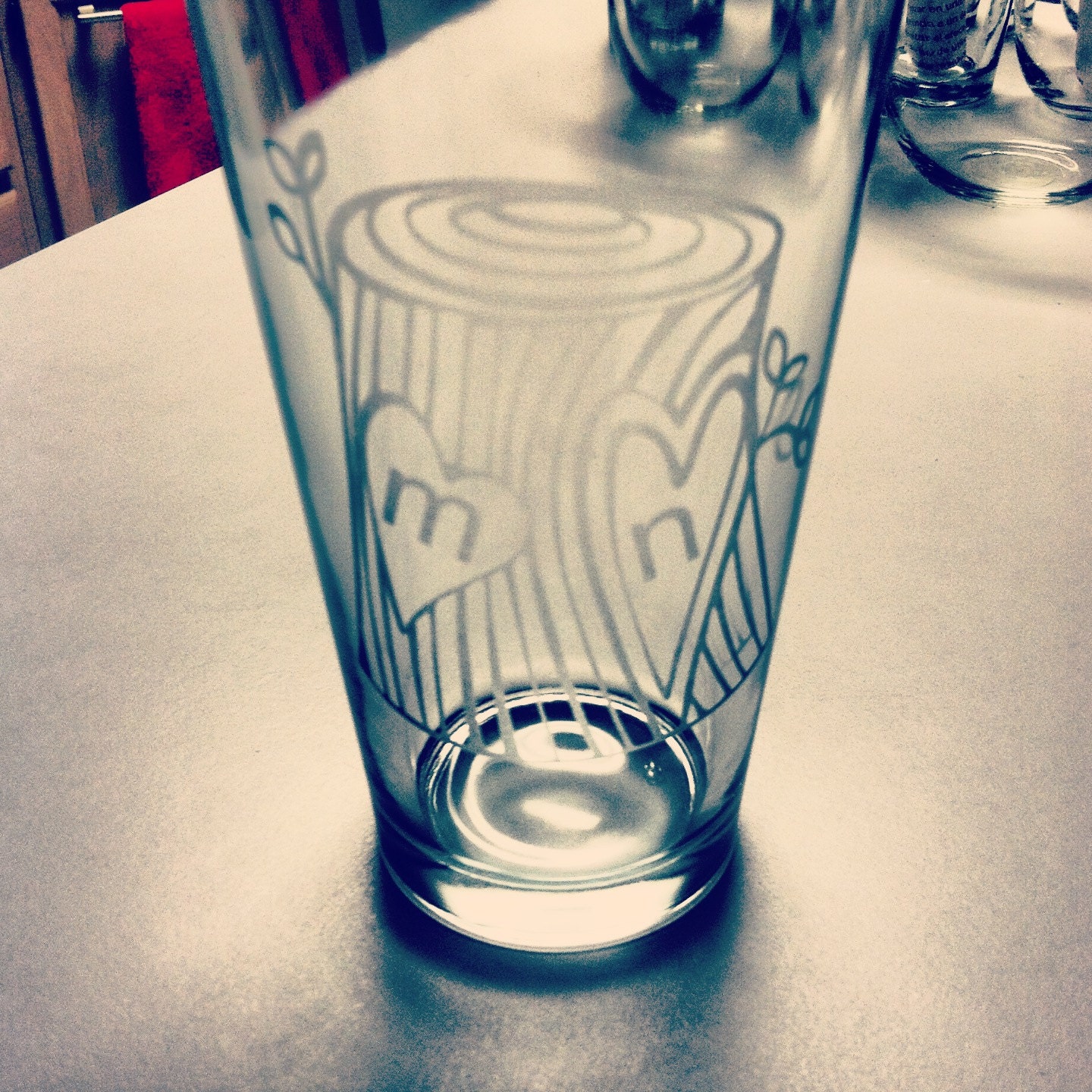 Tree Love Carving Pint Glass