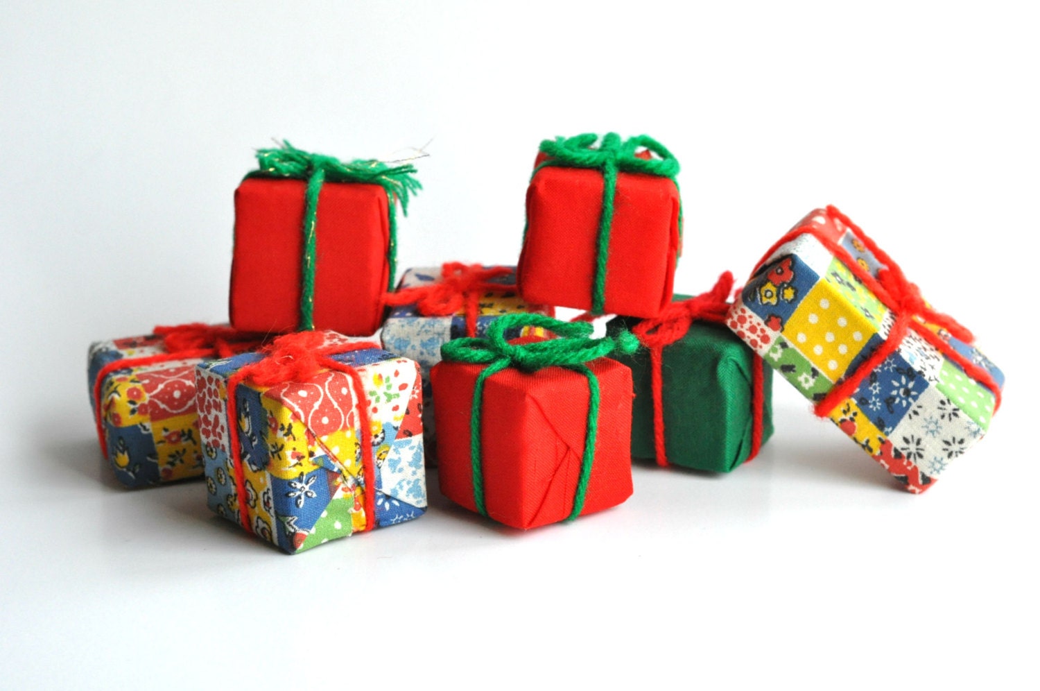 Vintage Calico Wrapped Christmas Decorations