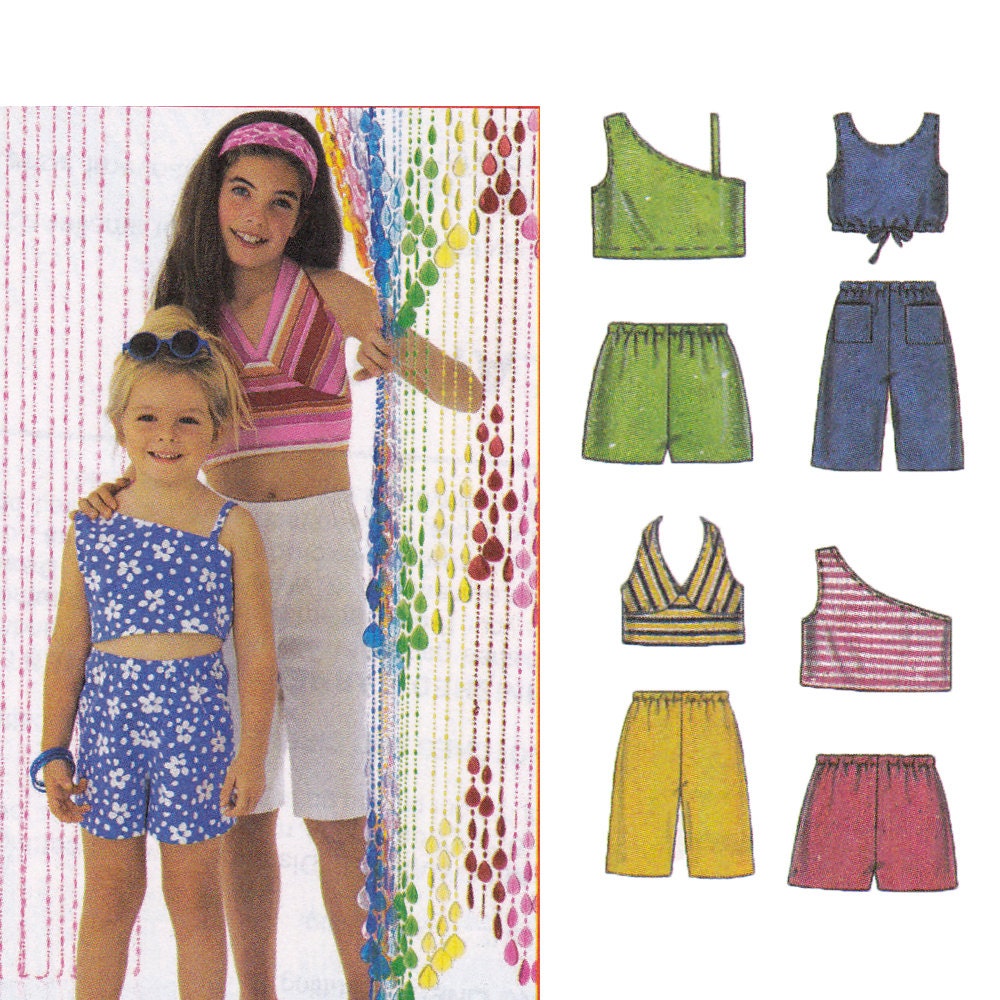Girls Summer Shorts Pattern - Girls Summer Tops Sewing Patterns - McCalls 3602 - Uncut, Factory Folds