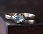 Clear White Rose Cut Diamond RIng in 14kt Yellow Gold