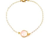 Pink bridesmaid bracelet - pink bridesmaid jewelry - pink stone bracelet - chalcedony bracelet - gold bracelet - blush pink wedding jewelry