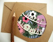 Floral Happy Birthday Card - Paper Cut Flowers Greeting