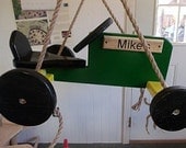 Green Tractor Wood Tree Swing/10 Feet of Rope Per Side