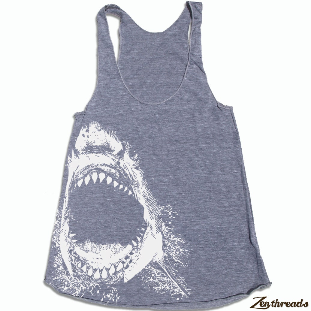 Womens SHARK american apparel Tri-Blend Racerback Tank Top S M L (8 Color Options)