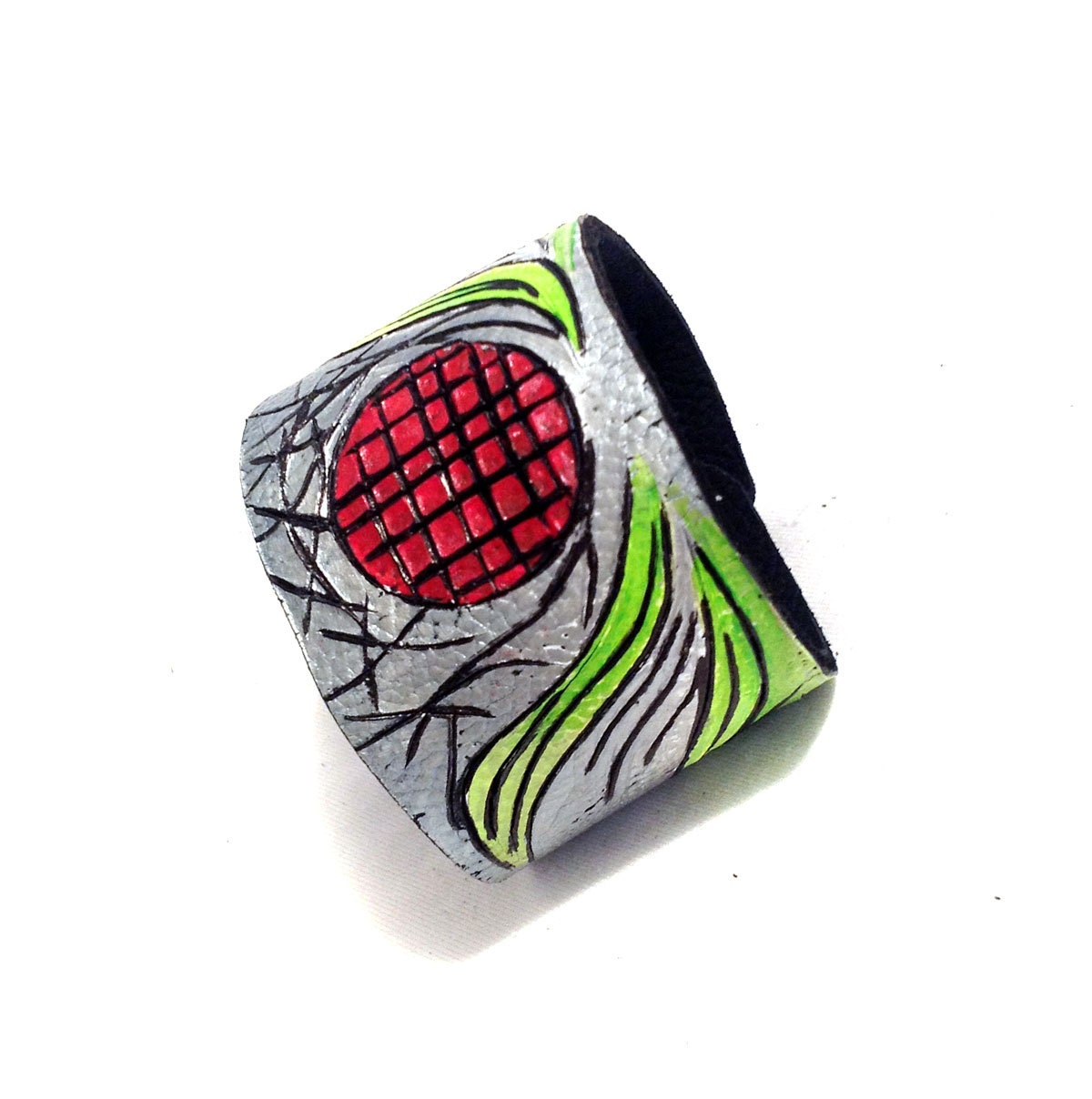 Metallic colors leather bracelet. "The Lines of Movement" collection. Leather jewelry