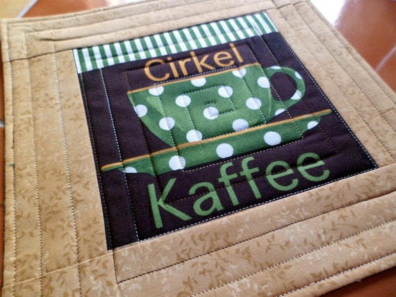 Coffee Print - Mug Rug or Candle Mat  - oversized coaster number 234