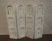 Screen,,, shabby chic white,, twelfth scale dollhouse miniature