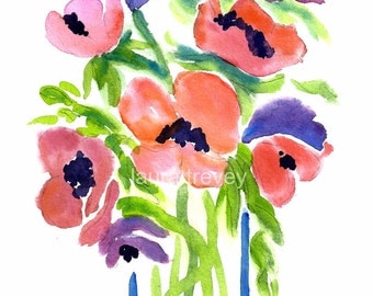 Flowers in Vase Watercolor Print