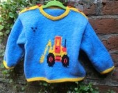 Knitting Pattern for Childs Sweater with Digger Motif
