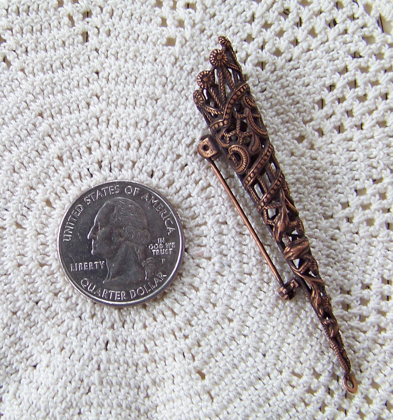 Victorian Ornate 1 Copper Ox Plated Tussie Mussie Cone Pinback Brooch Ready to Create ECS