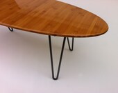 47" Elliptical Mid Century Modern Coffee Table Hairpin Legs - Eames Proportion Atomic Era Design In Caramelized FSC Bamboo