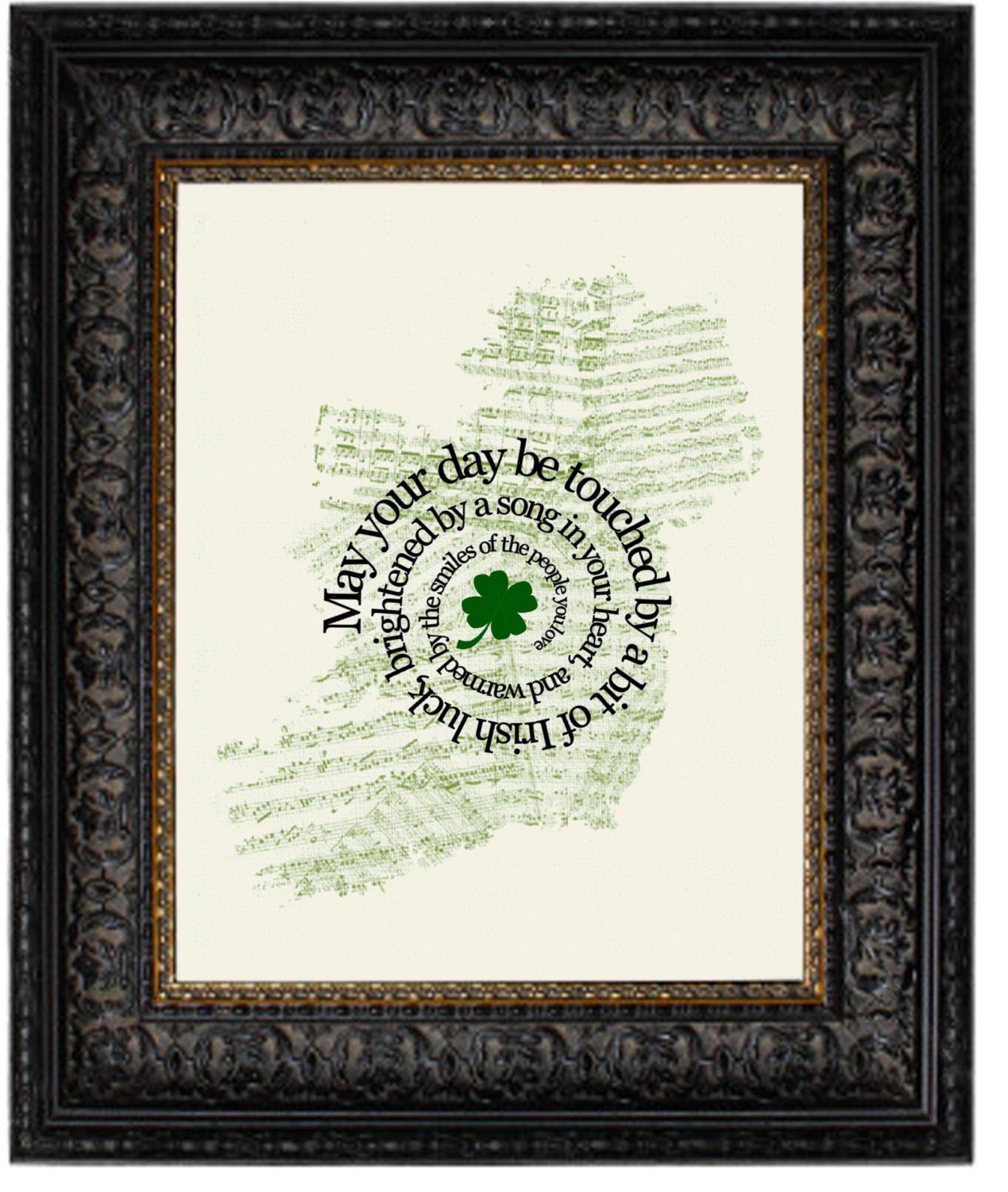 Irish Blessing 2 On Sheet Music Map of Ireland Art Print