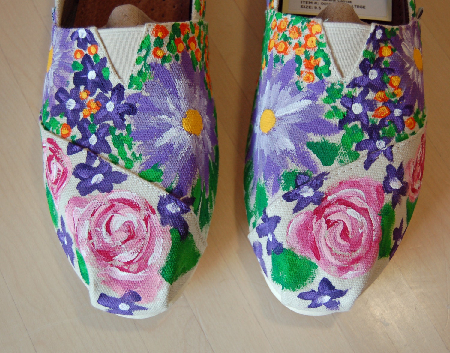 Custom Toms, mixed bouquet purple flowers, your size, your colors, your flower ideas