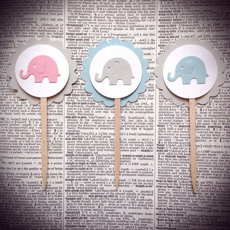 Elephant Cupcake Topper - A Set of 12