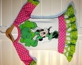 St. Patrick Day ...Lucky Minnie... recycled upcycled repurposed pieced tshirt dress/tunic size 18 months