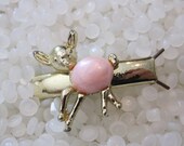 vintage hair barrette little lamb with pink body