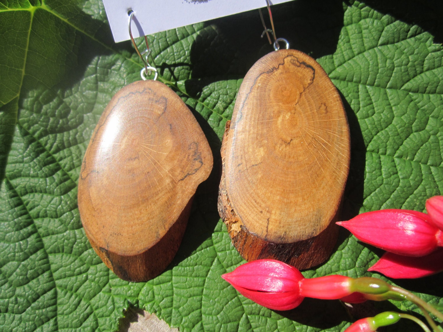 Earthy Wood Earrings- Spalted Vine Maple  Big Wood Earrings..101