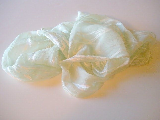 Pale Green Devore Silk Scarf