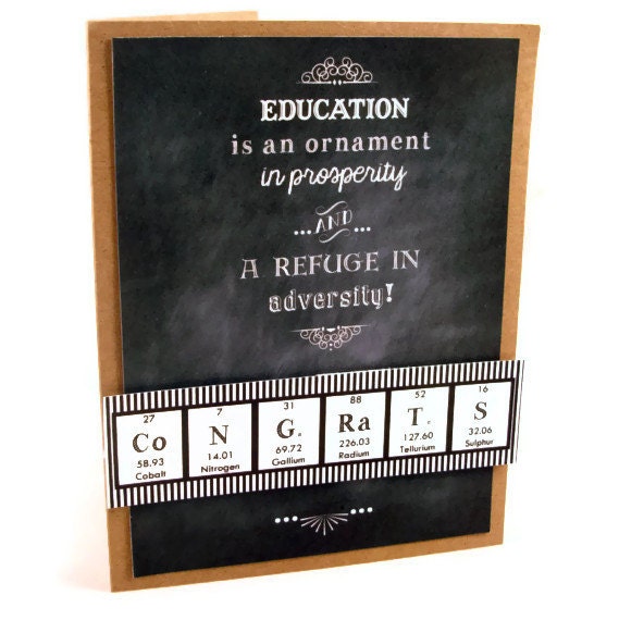 Graduation Science Congrats Periodic Table Chemistry Card - Black and White