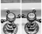 Paris Photography - French Bathroom Art - Hot and Cold - set of 2 8x10 Fine Art Photographs - french home decor - black and white