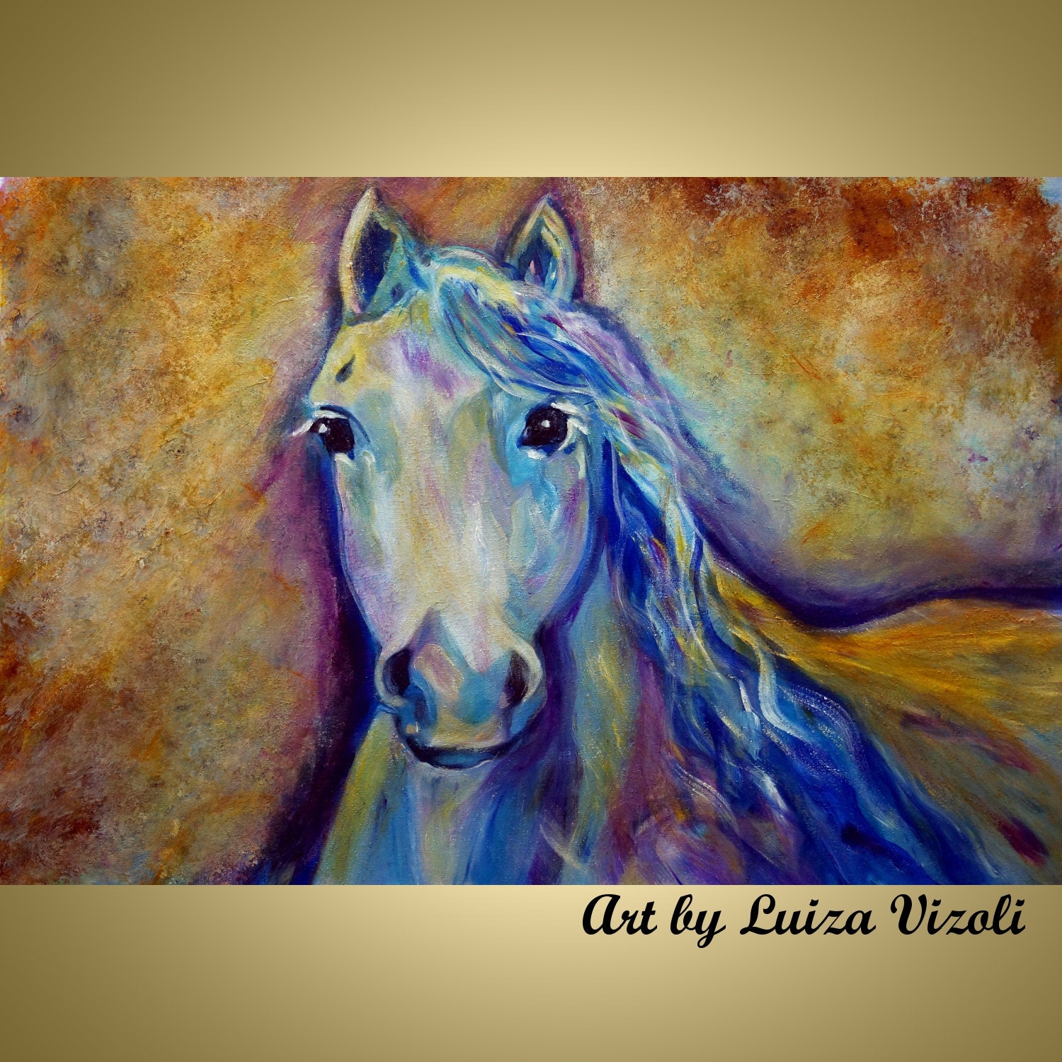 Horse Painting ORIGINAL Modern Animal Art Contemporary Wall Decor on canvas from Luiza Vizoli ready to hang 36