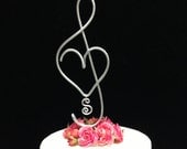 Treble Clef Music Note and Musical  Heart Wedding Cake topper Personalized with last name initial  Music Lover