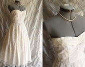 50s Dress // Wedding Dress // Prom Dress // Vintage 1950s Ivory Lace Strapless Prom Dress Size XS