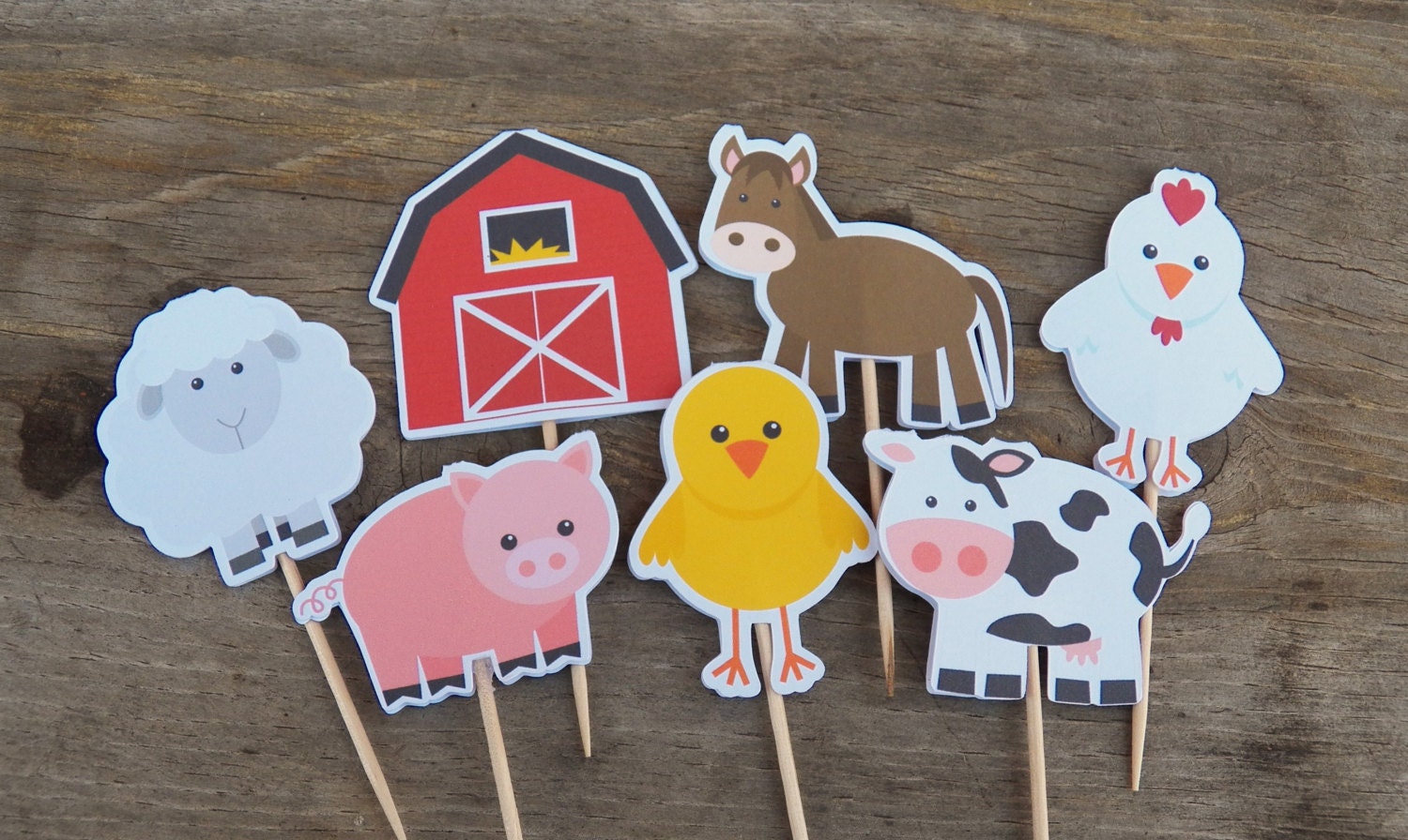 Farm Birthday Party - Set of 24 Farm Buddies Cupcake Toppers by The Birthday House Il_170x135