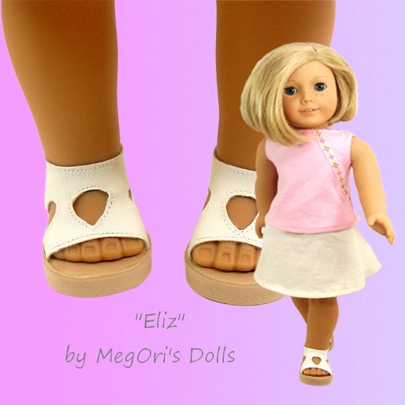 18" Doll and American Girl Doll Sandals ELIZ Cream, Ivory, Off White