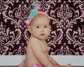 Carnival Fancy Pants Ruffled Diaper Cover with Matching Stacked Hair Bow with Headband-Photo Prop