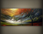 art painting landscape tree painting abstract art large ORIGINAL painting abstract acrylic HUGE 56 X 22