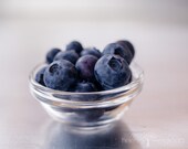 Fine Art Food Photograph. Blueberries. Silver and Blue. Kitchen and Home Decor. 8x10 Print