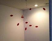 Large Mobile for Stairway or Lobby - Cherry Red Vine Mobile - Kinetic Art Sculpture