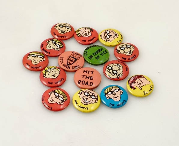 Vintage "The Hippys" Collection of 32 Buttons