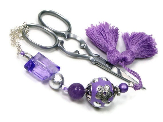 Beaded Scissor Fob, Lavender, Purple, DIY Crafts, Needlepoint ,Quilting, Sewing, Cross Stitch, TJBdesigns