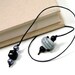 Book Thong Bookmark, Beaded, Book Cord, Book String, Gift under 5, Gray, Black, TJBdesigns, Teacher Gift