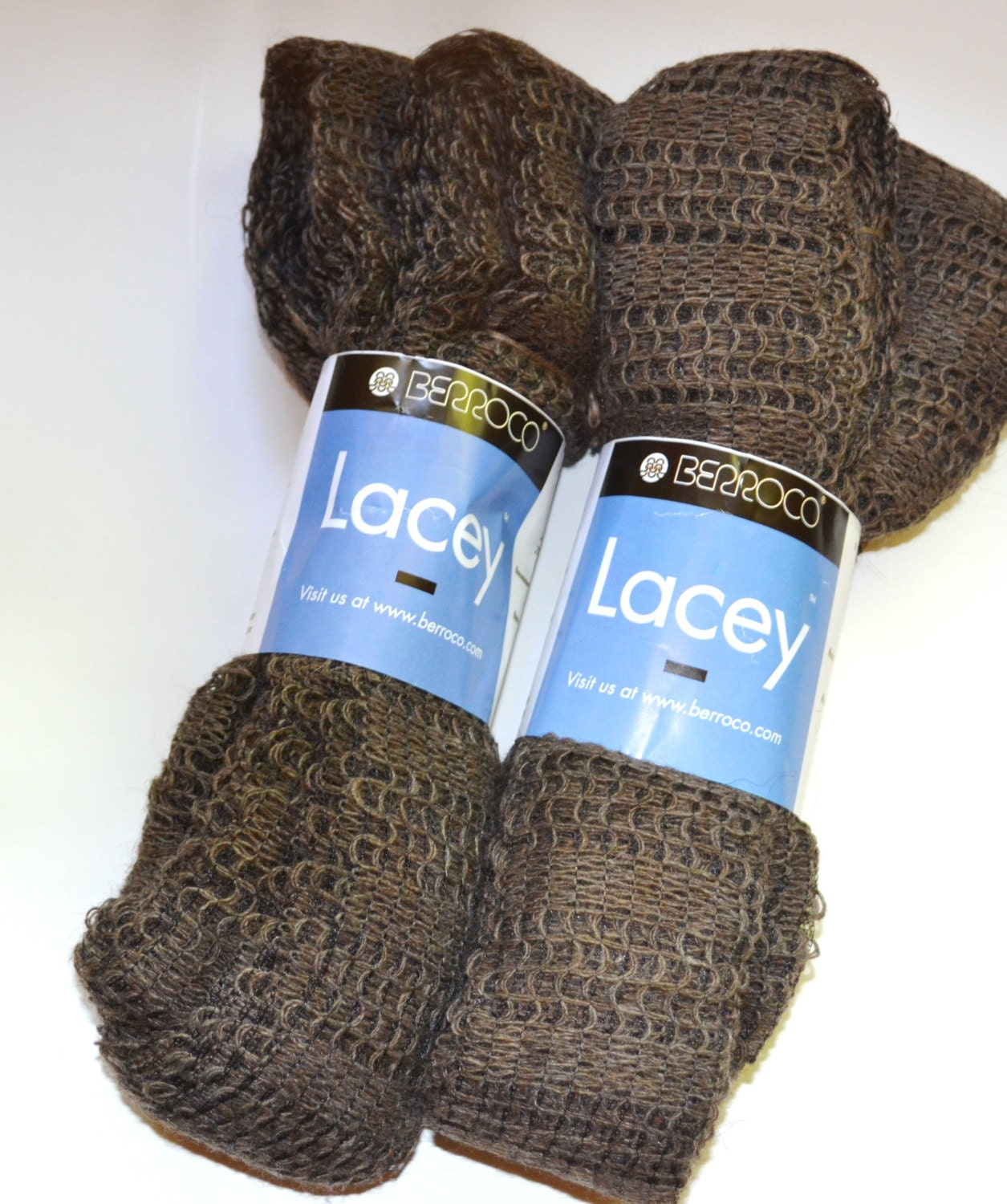 Berroco Lacey Yarn, Ruffle Scarf Yarn, Brown Destash Yarn