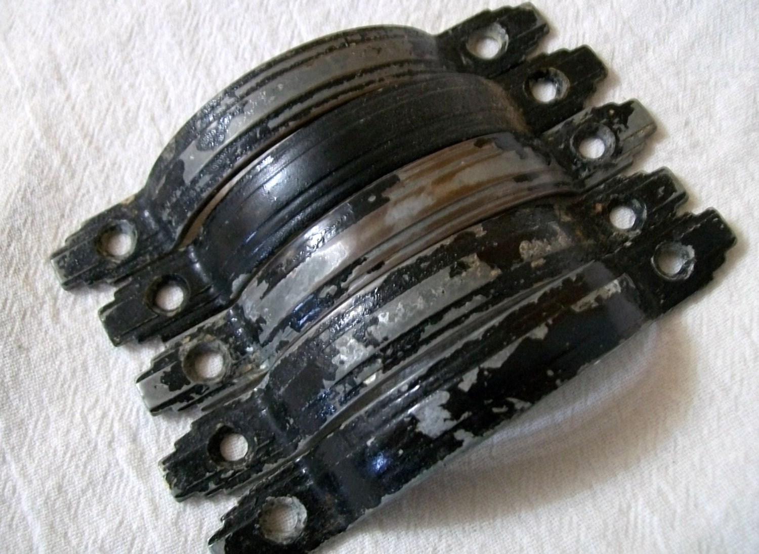 Vintage Drawer Pulls, Metal Handles, Black Metal Drawer Pulls, Set of Handles