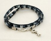 Square Dark Beaded Woven Wrap Bracelet
