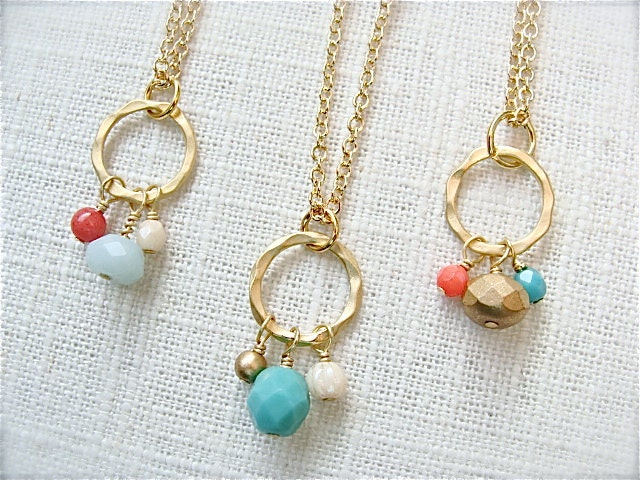 Choose your color.  Matte gold beaded necklace.  Czech glass beads multi color.   Jewelry by Sweet And Simple.