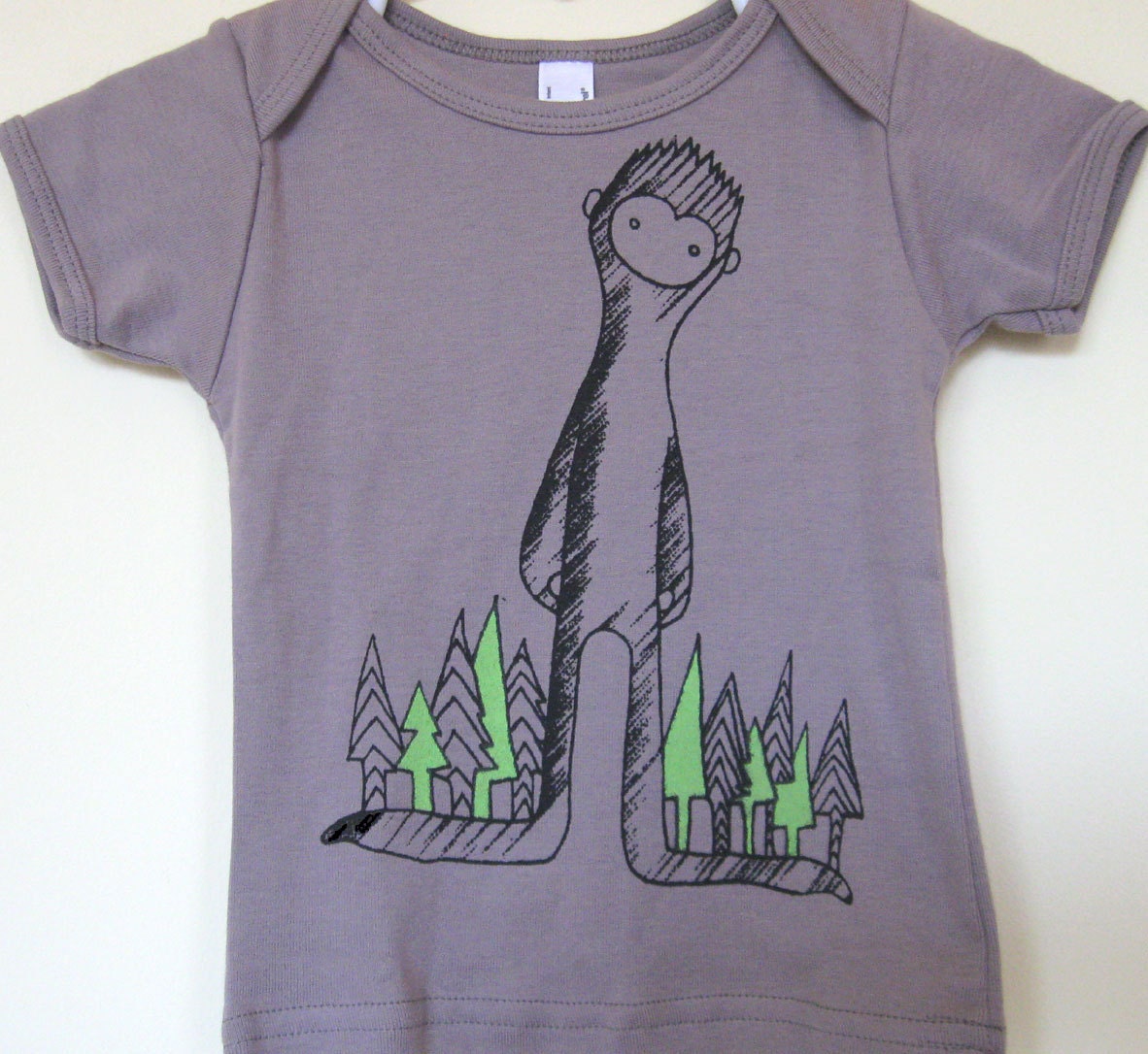 Big Foot on Organic Cotton Baby or Child T Shirt Cinder
