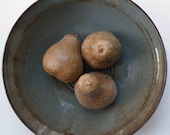 Rustic Ceramics and Pottery - Large Blue Gray Serving Stoneware Bowl - Dining and Entertaining