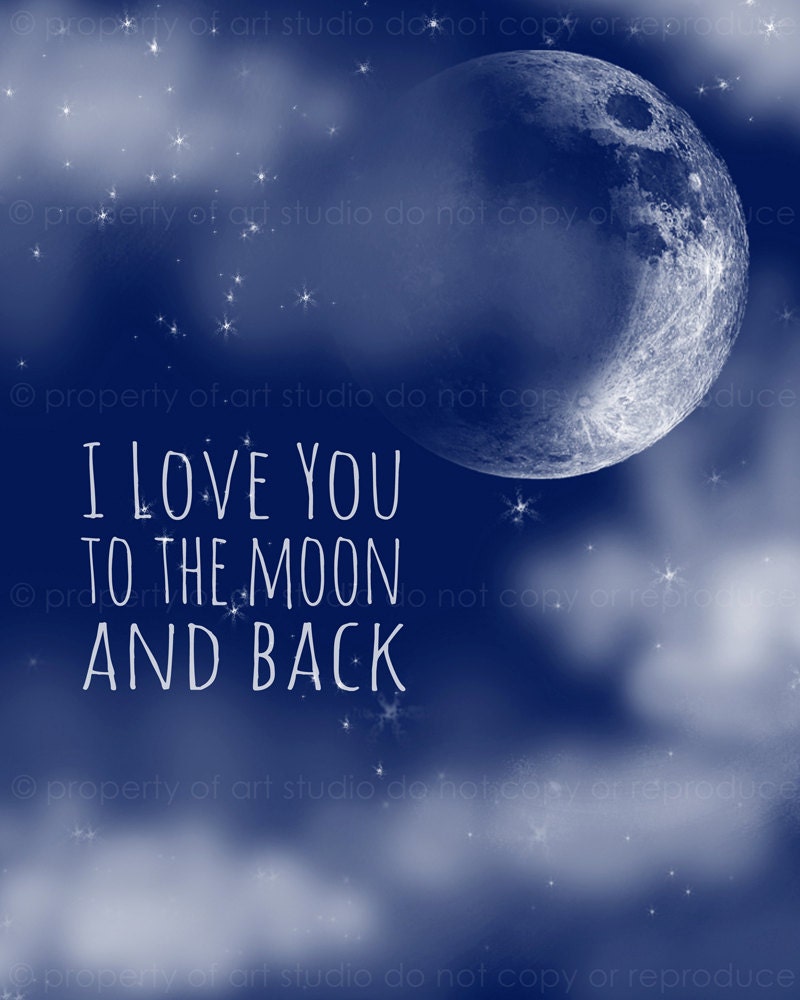 I Love You to the Moon and Back  - Can be Personalized - 8x10 Metallic Canvas Textured PRINT - Made by artstudio54