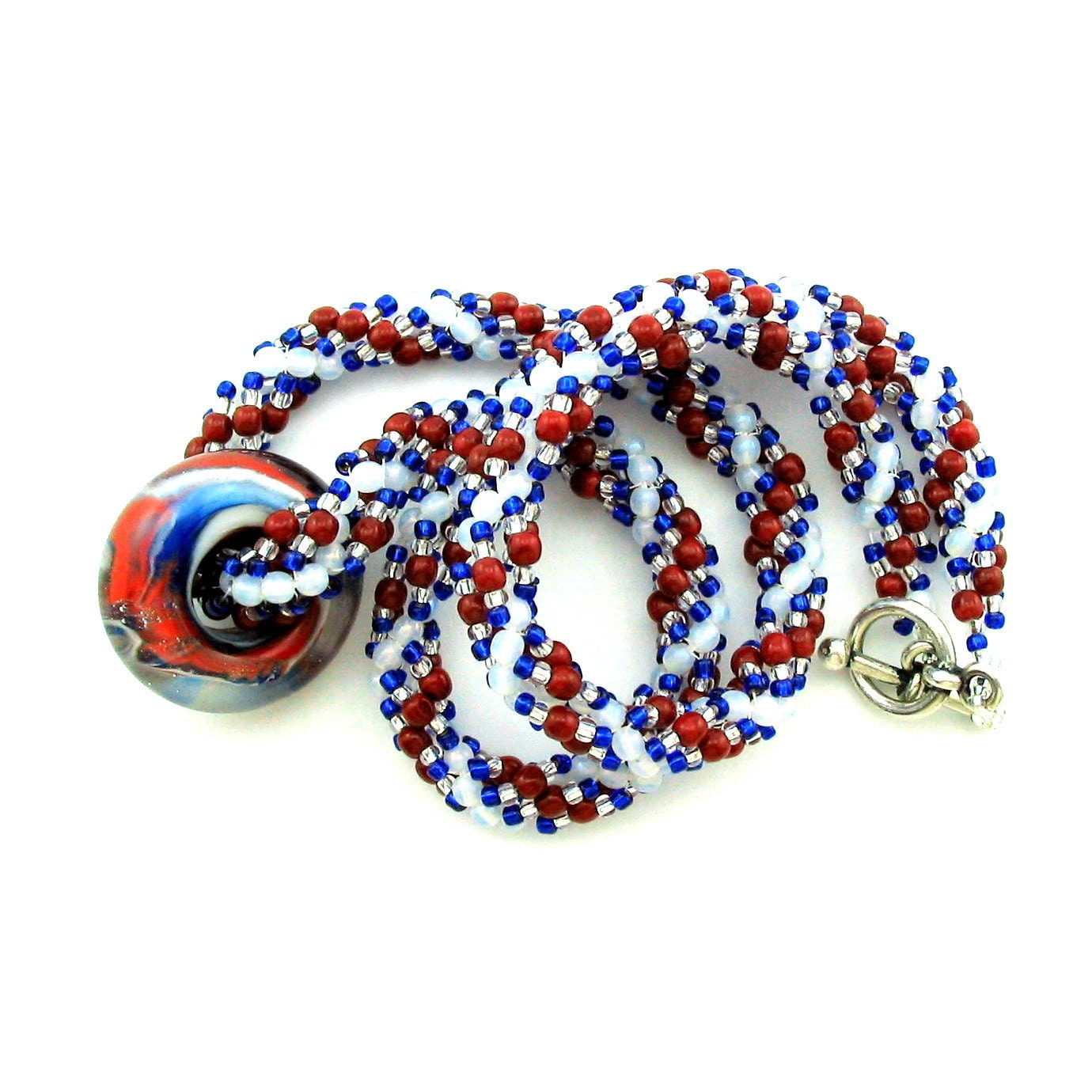 4th of July Red White and Blue Necklace Earring Set