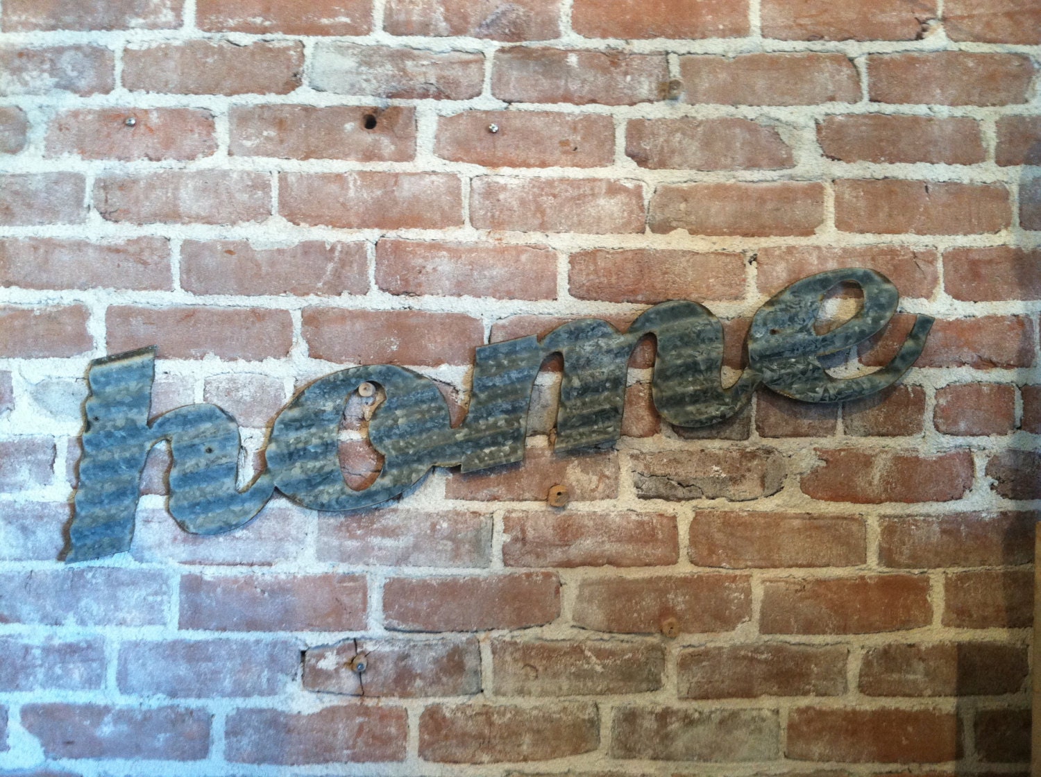 Salvaged Metal "Home" Sign