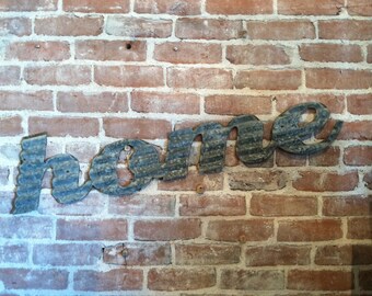 Salvaged Metal "Home" Sign