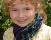 Medium Fringie in Cool Shanghai - All Fringe Scarf in Black, Teal, Olive, Green, Blue, Purple Multitextural handtied fashion scarf