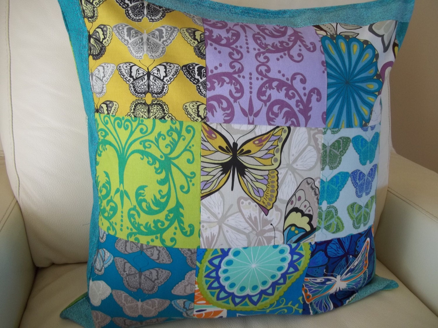Throw Pillow Cover Boho Butterfly Mod Floral 18 x 18