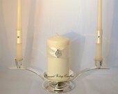 Unity Candle Set Ivory Bling Rhinestone Choice Wedding Color Choice